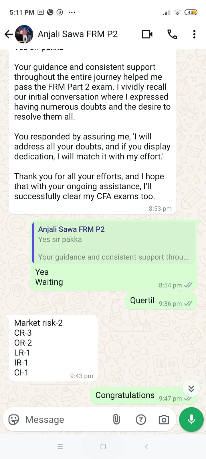 Student review screenshot