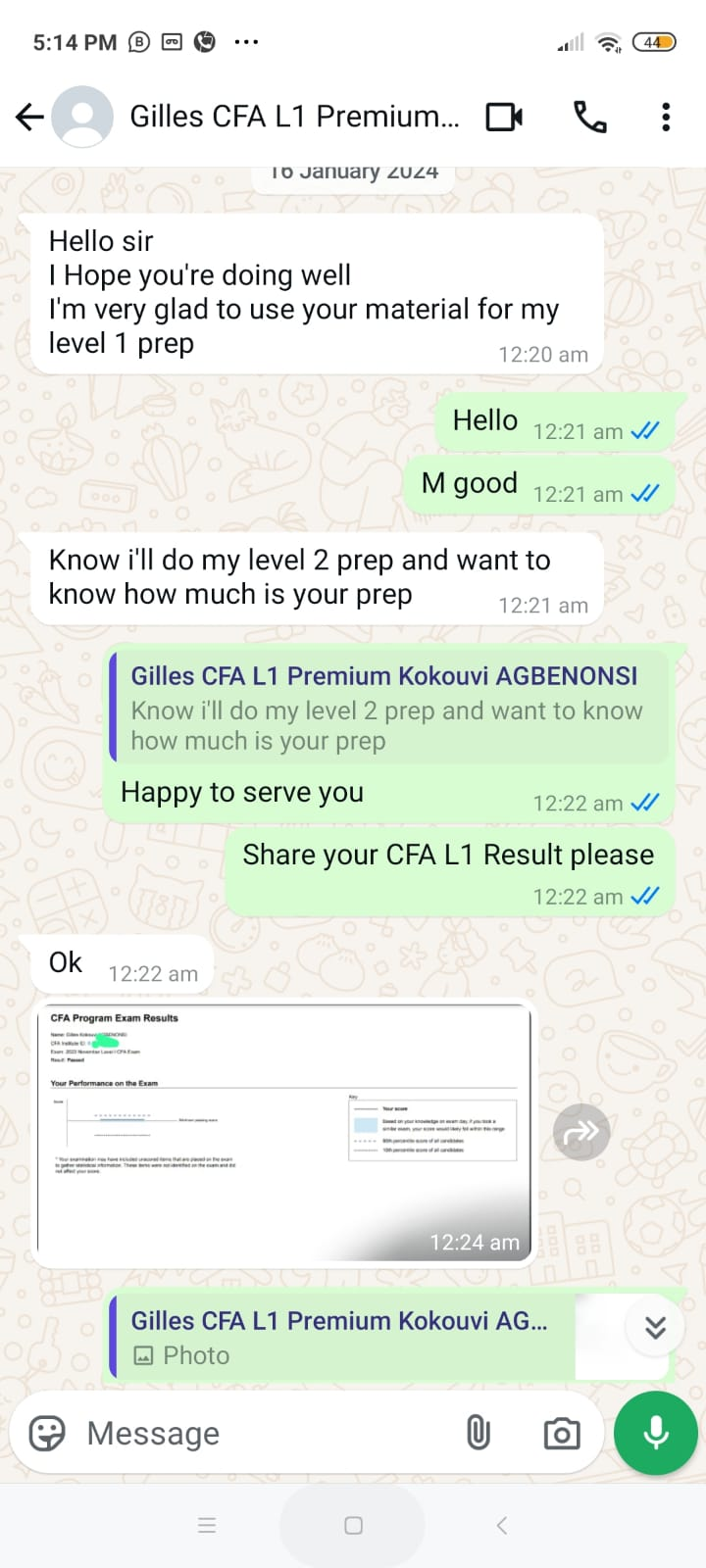 Student review screenshot