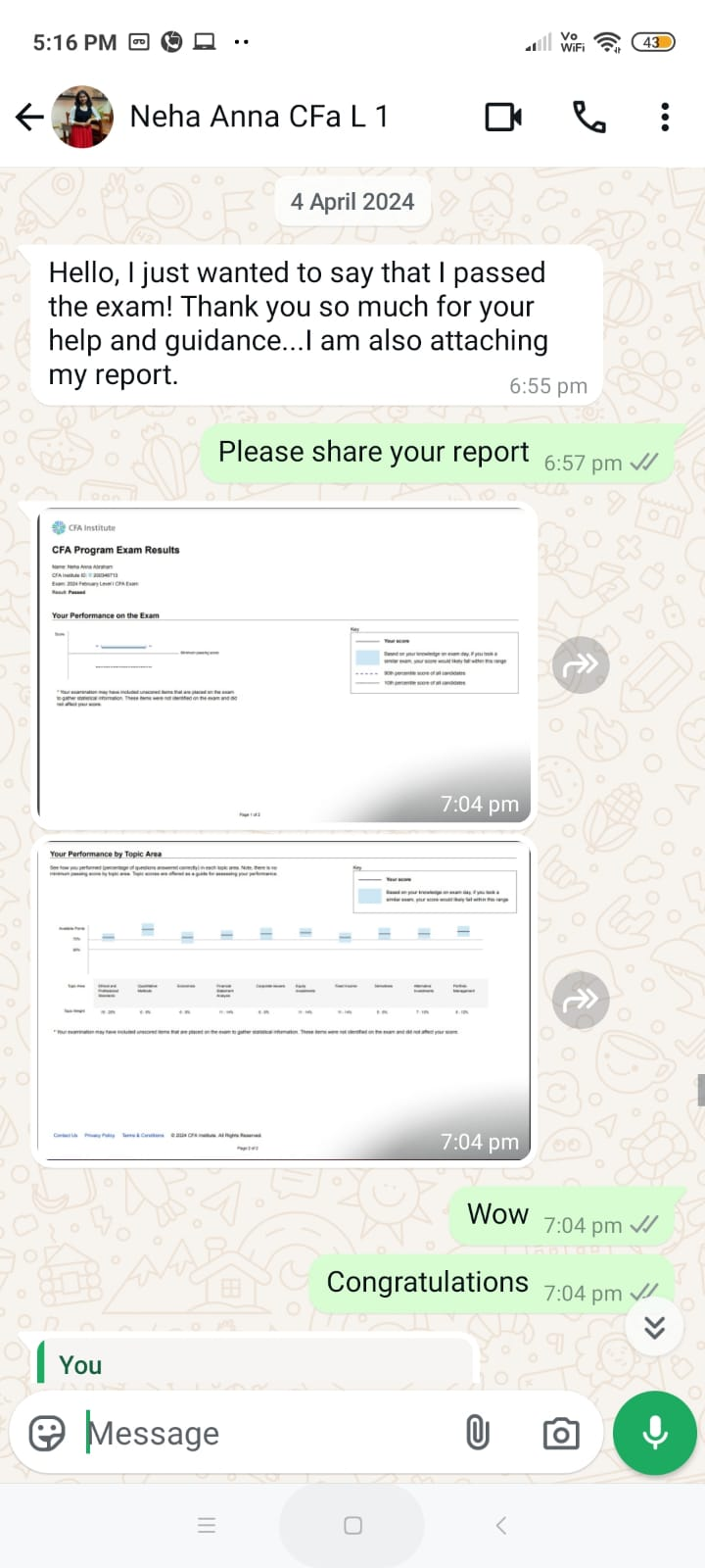Student review screenshot